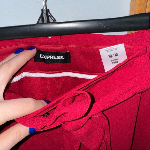 Express High Waisted Ankle Length Red Dress Pants Women’s Size 8 Long - Picture 3 of 5